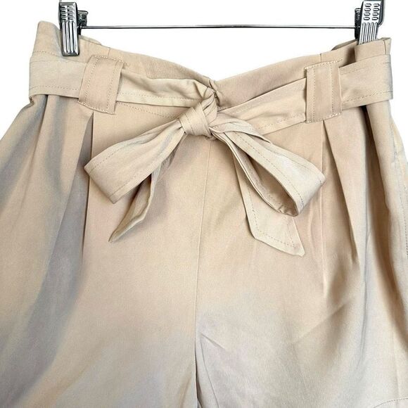 NWT Max Studio High Waist Paperbag Shorts Sand - Picture 2 of 7
